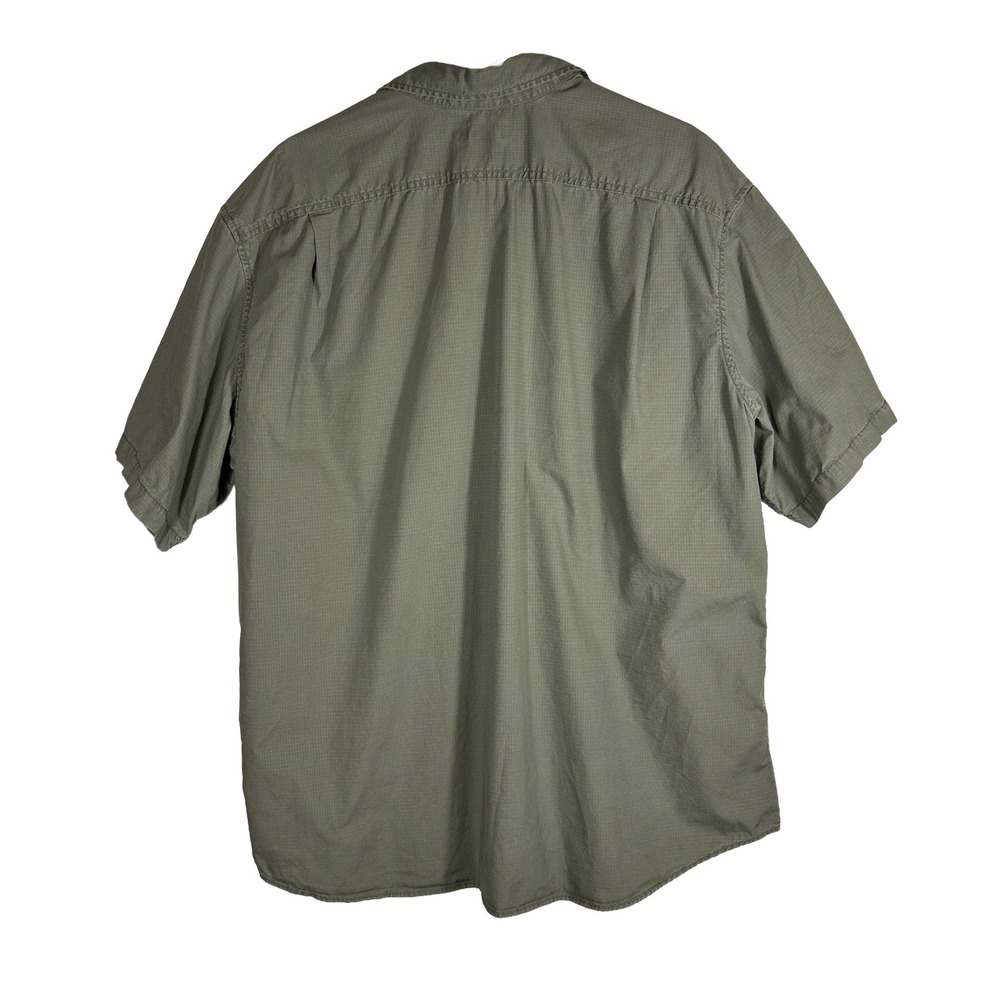 Eddie Bauer Mens Olive Green Ripstop Short Sleeve Button Down Utility Shirt 2XL - Picture 3 of 8